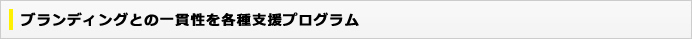 ブランディングとの一貫性を各種支援プログラム